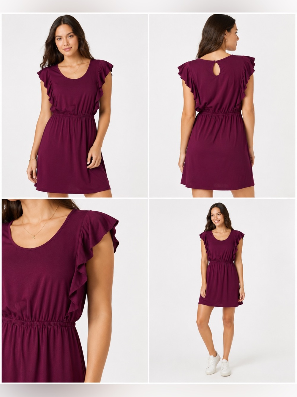 Xhilaration Deep Purple Ruffle Sleeve Dress Size Small
